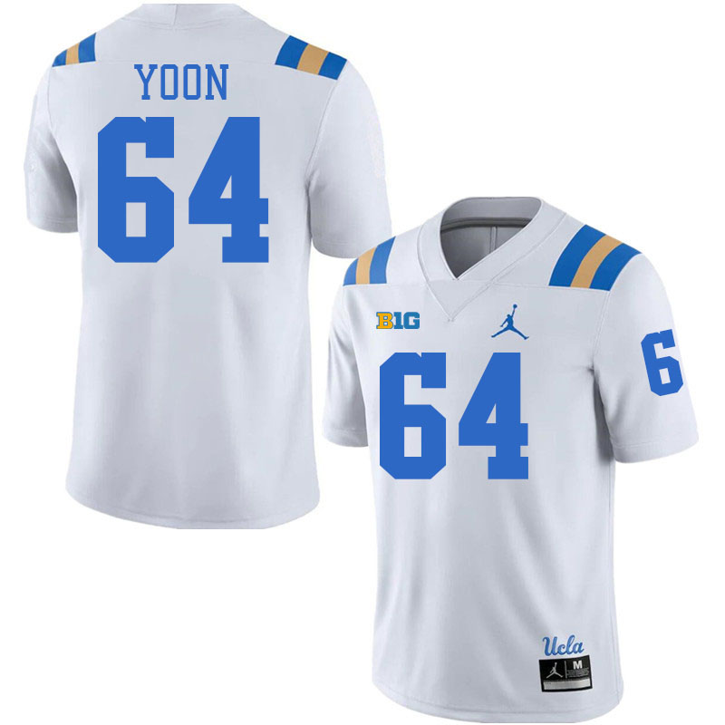 Men #64 Sam Yoon Big 10 Conference College Football Jerseys Stitched-White